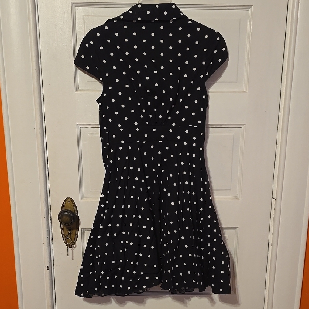 Retro 50's Pinup Black and White Polka Dot   Dress - Picture 5 of 14